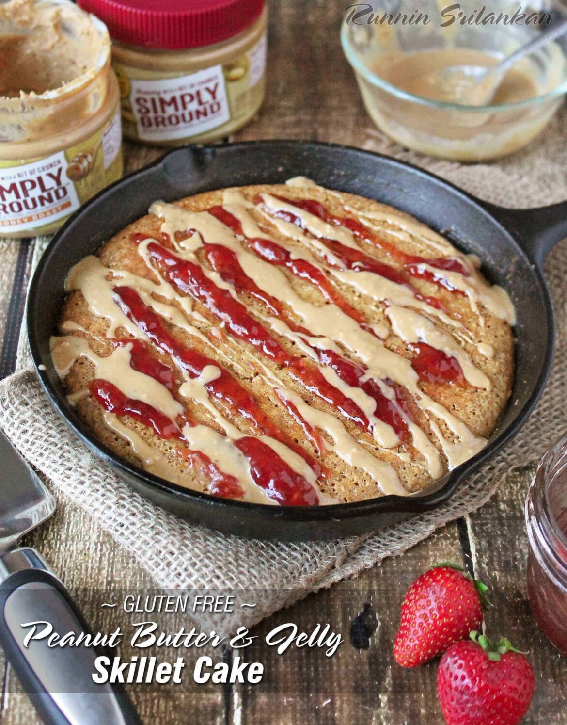 Peanut Butter & Jelly Skillet Cake