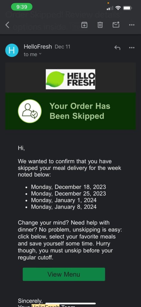 Be aware of glitch that unskips meals that were skipped