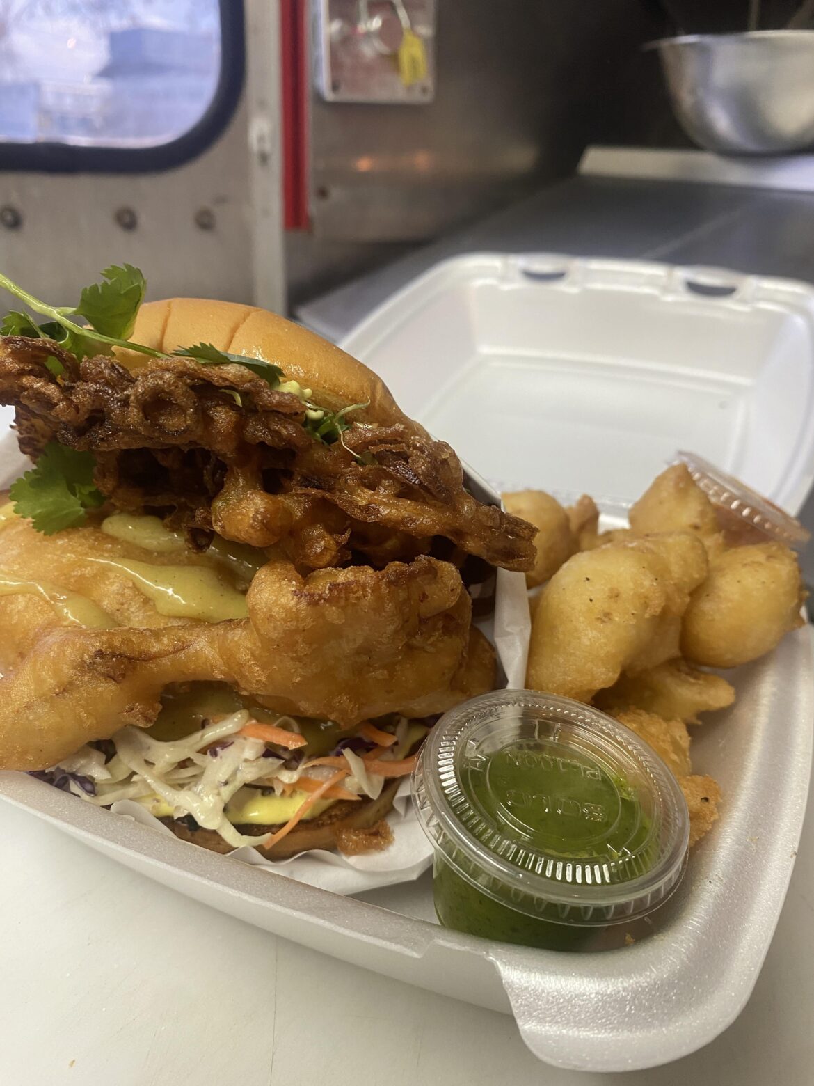 Beer batter snapper with mango habanero