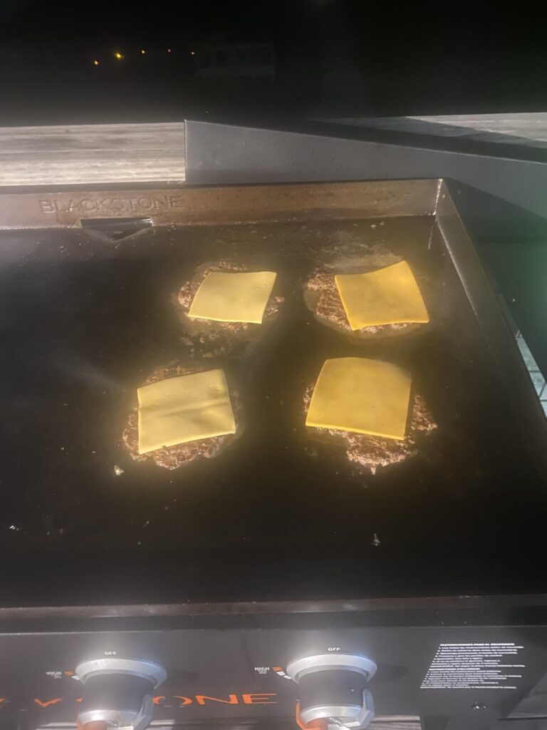 Blackstone, smash burgers.