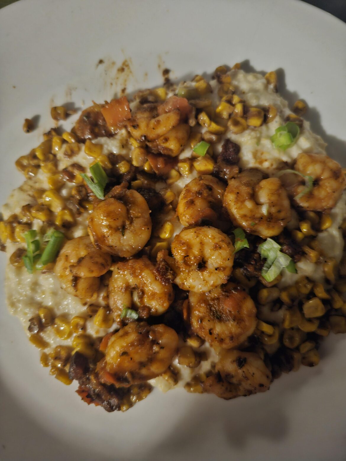 Southern-Style Bacon-y Shrimp Over Grits