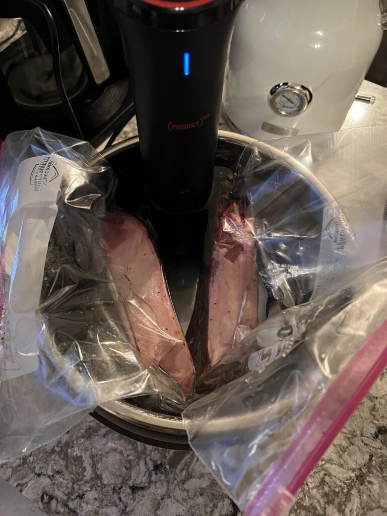 My first attempt at a sous vide steak cooked medium rare with a quick char. How’d I do?