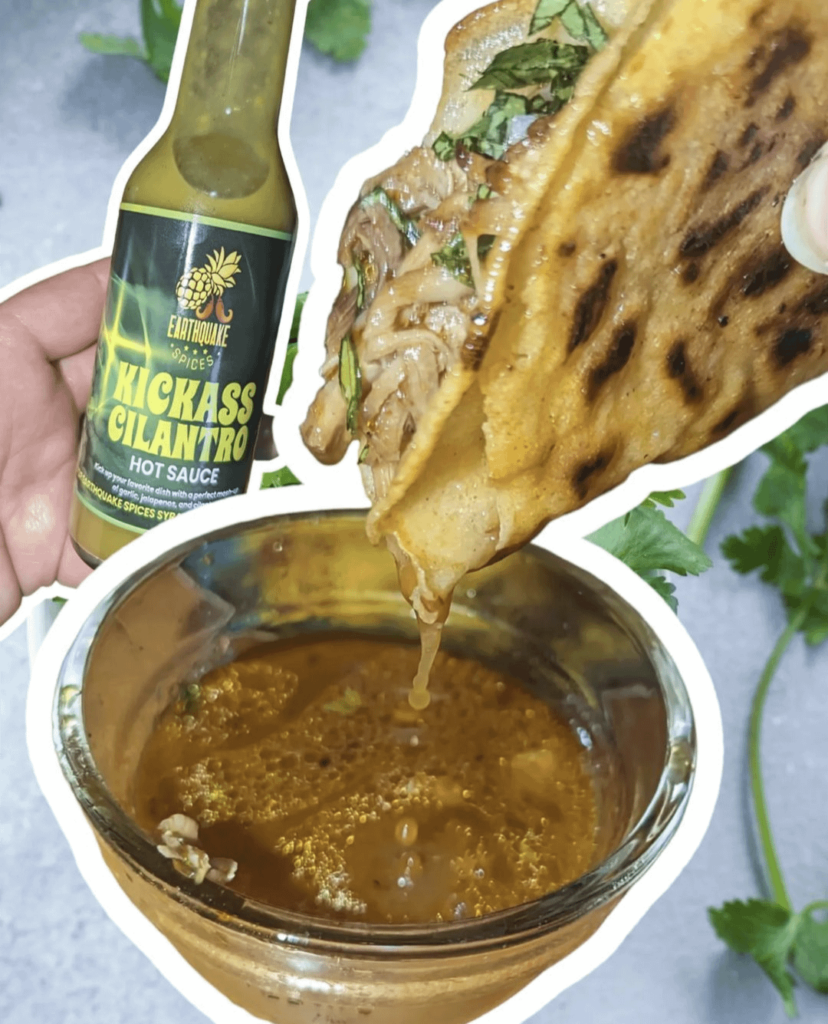 Jalapeno cilantro sauce on my birra tacos.... delicious