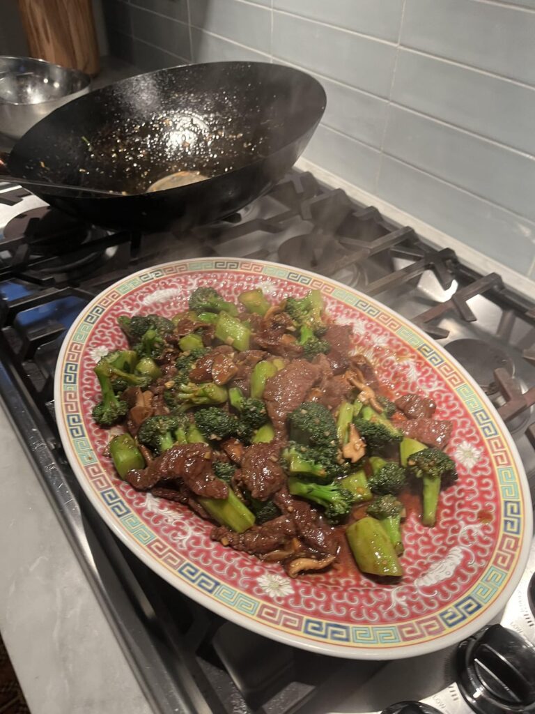 Beef with broccoli, last of the homegrown.