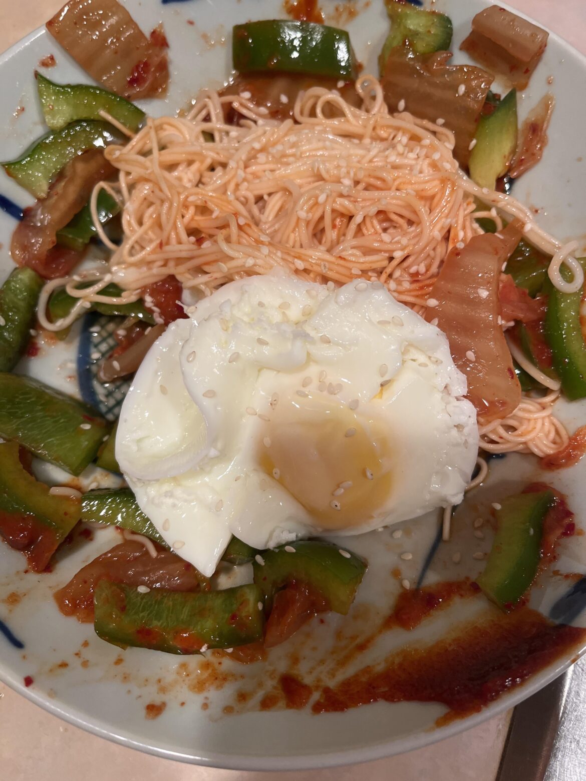 Used peppers instead to make a lazy Bibim-guksu
