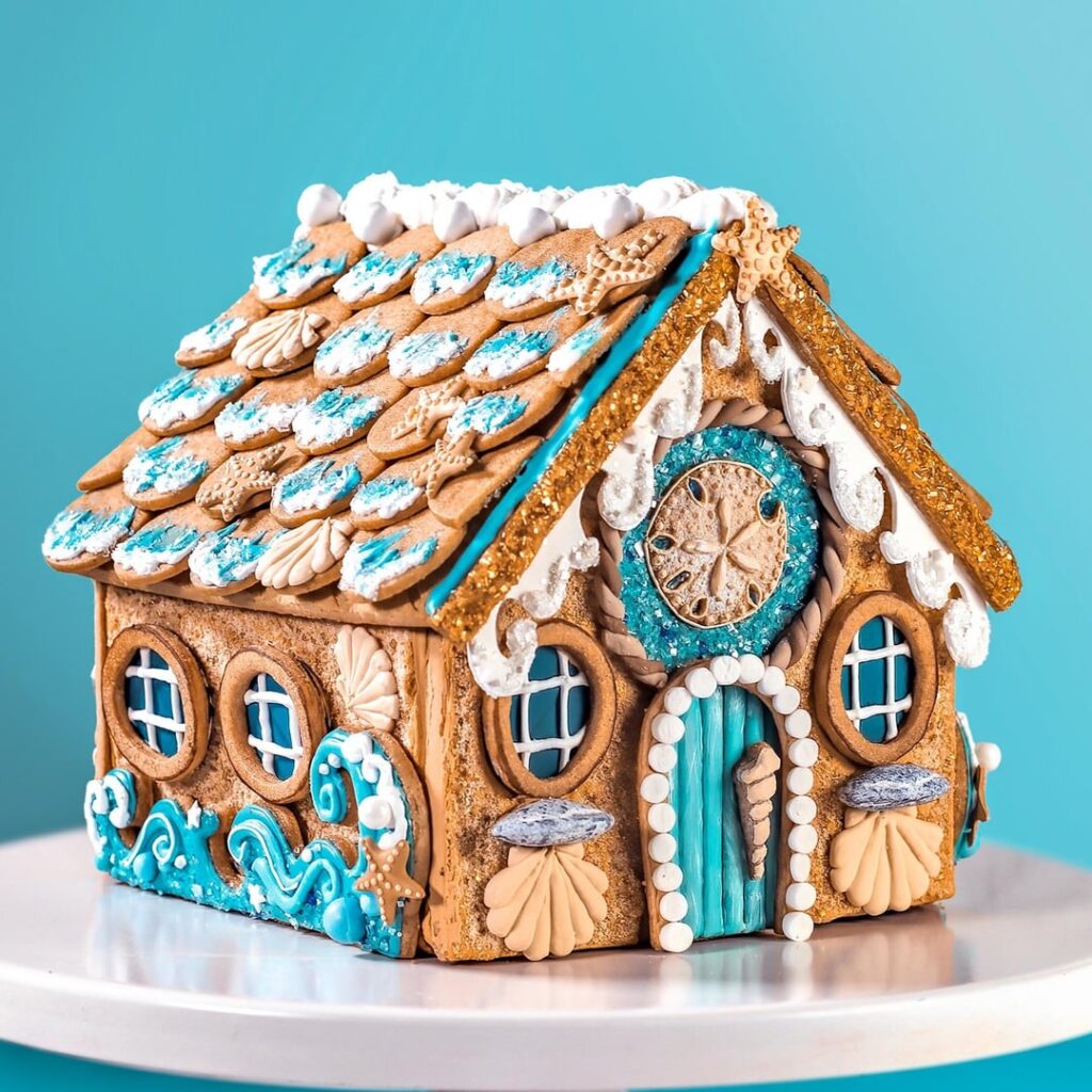 I made a beachy gingerbread house
