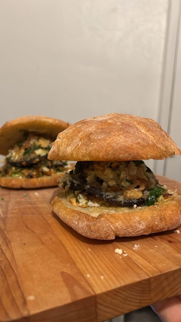 Made a portobellos mushroom sandwich for a worker