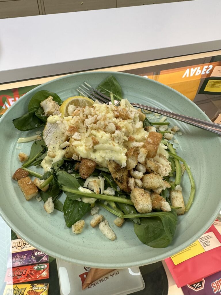 Lemon-Pepper Chicken with Spinach Caesar Salad