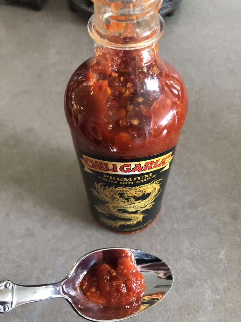 YUM!! Chili Garlic hot sauce from Underwood Ranches. It's sambal with garlic!