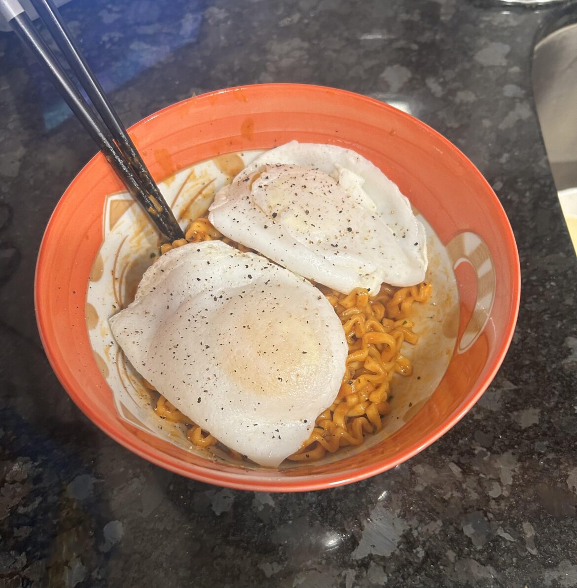 Samyang’s Carbonara flavor is a far cry from it’s namesake, but a few runny eggs and extra black pepper helps it get a lil closer