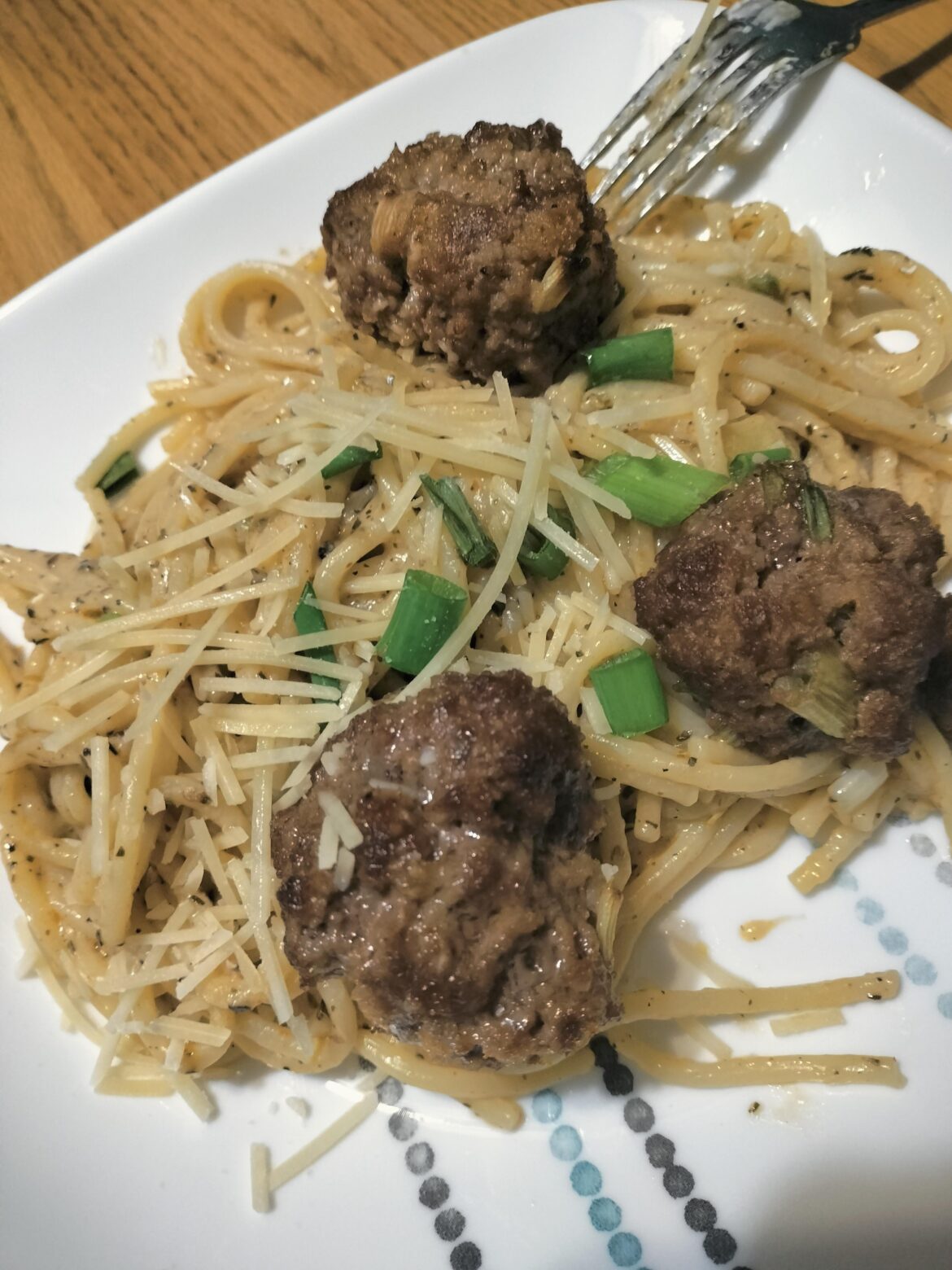 Creamy Tuscan spaghetti and meatballs... My all time favorite!