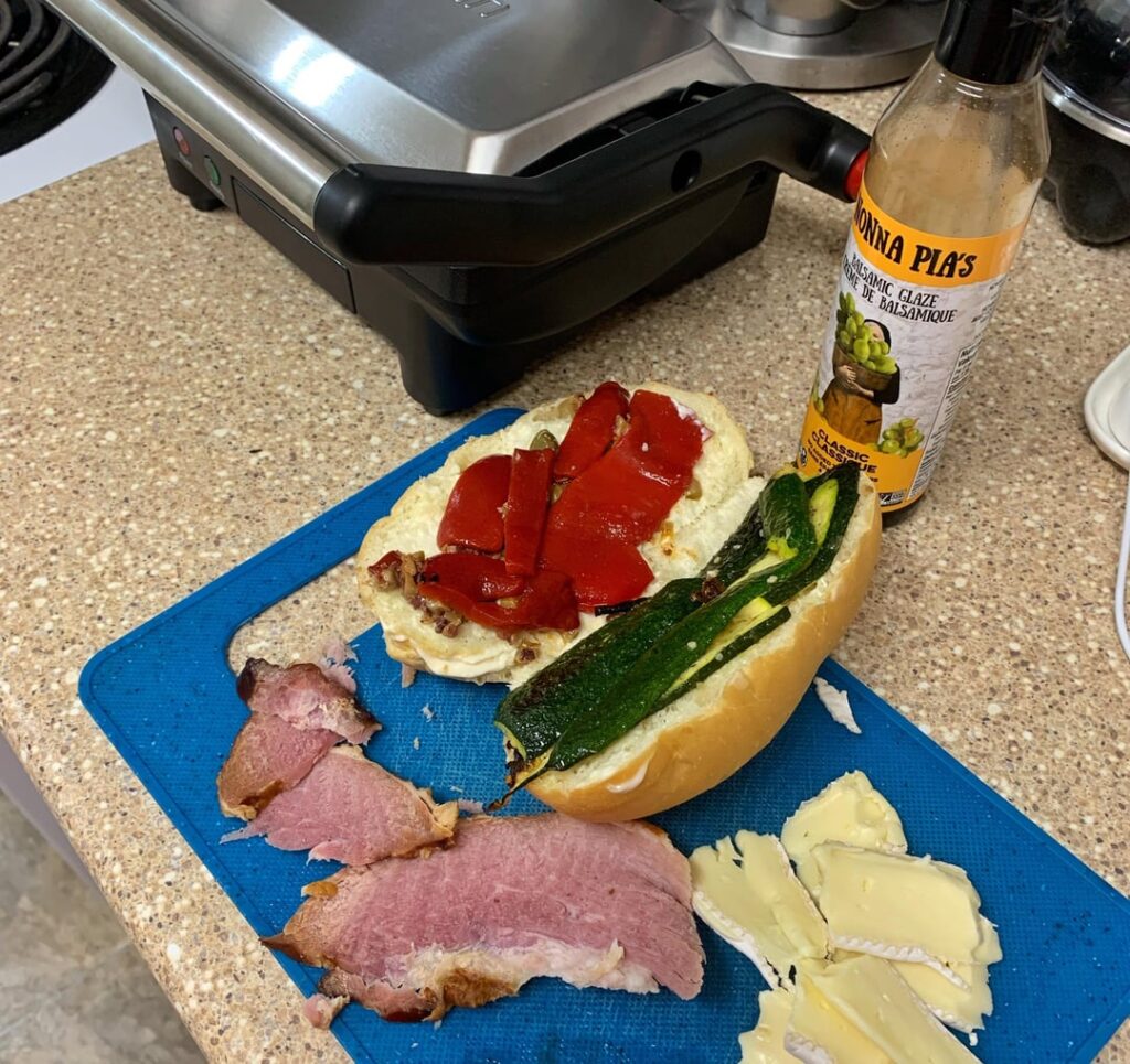 Inaugural panini on the grill from Santa!