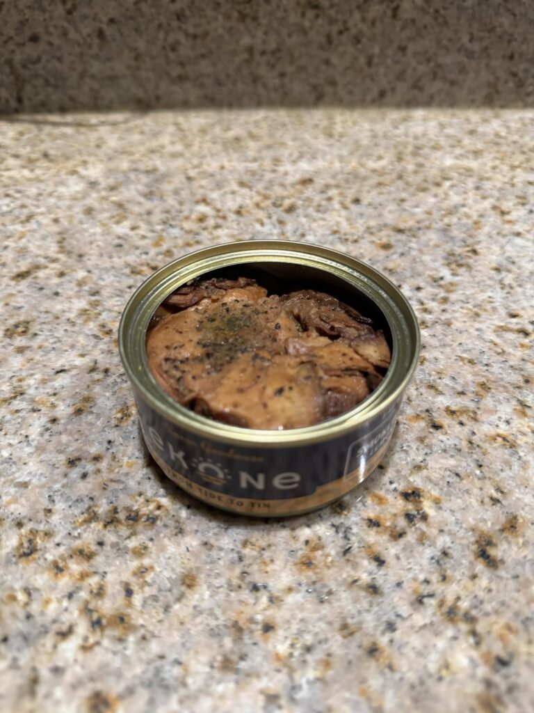 Ekone Smoked Oysters with Lemon Pepper and Conservas Octopus in Galician Sauce