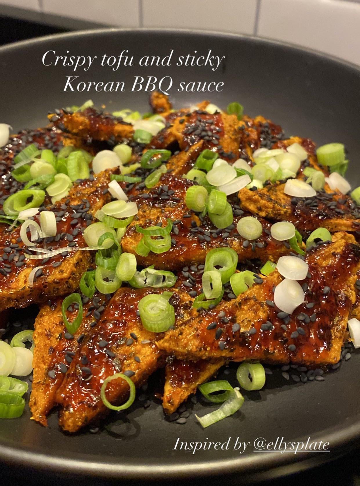 Saucy, spicy, crispy tofu. First time using cornflour, it bangs