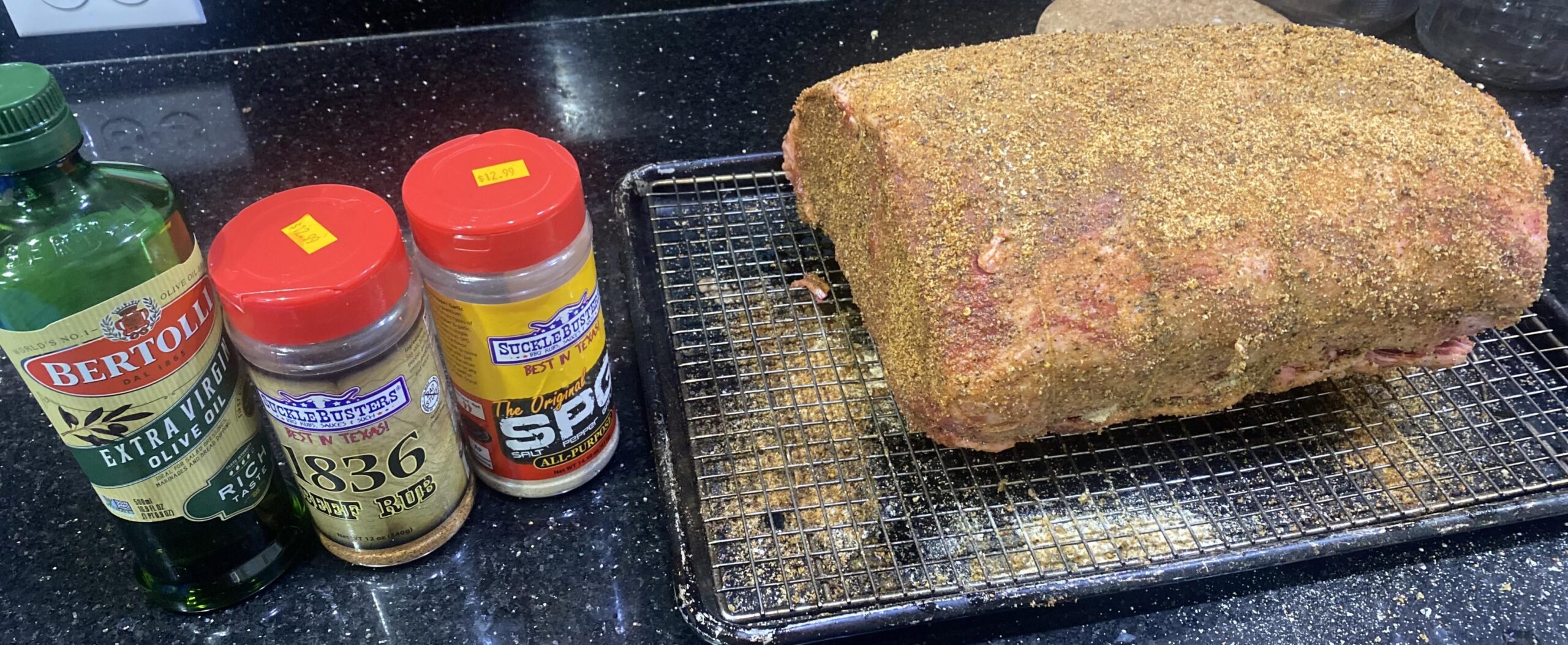14lb Bone In standing rib roast heading to the fridge until Christmas Eve. Dining and Cooking