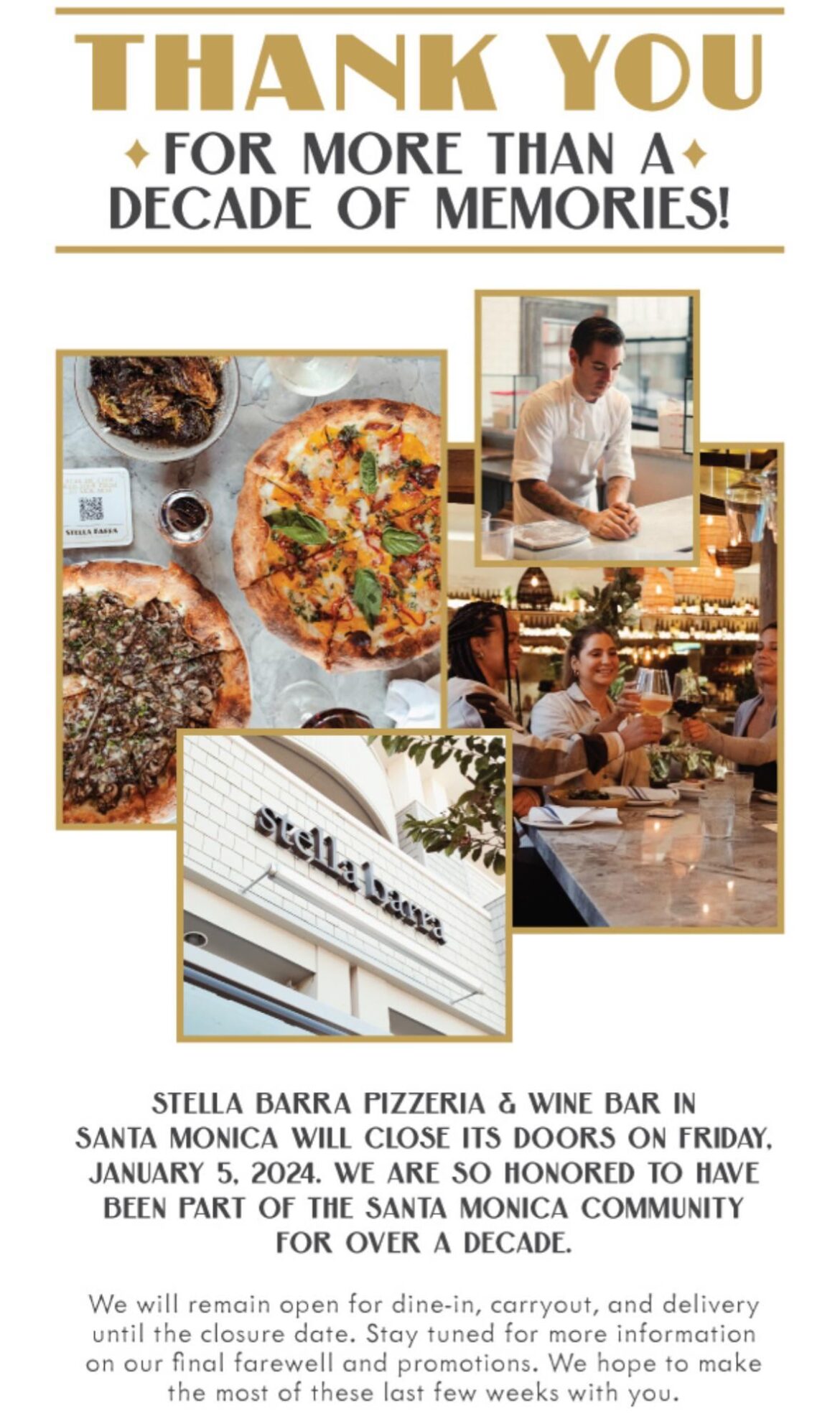 Another Closing: Stella Barra Santa Monica 1/5 last day of service