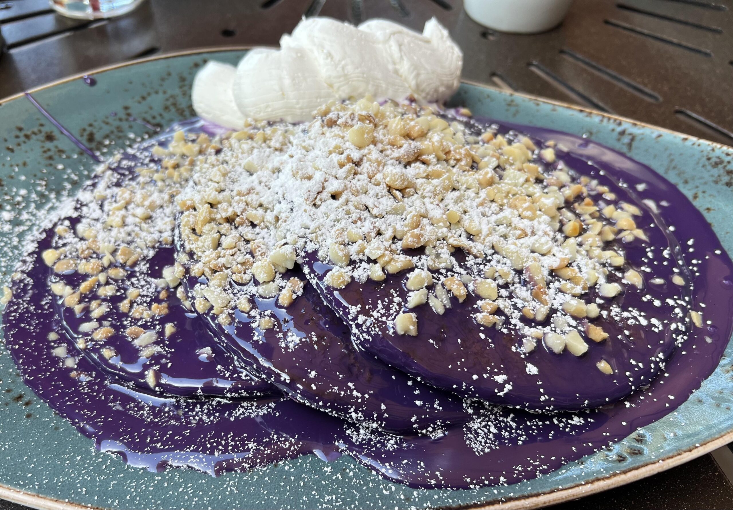 [OC] Ube pancakes from Hilton Hawaiian Village in Waikiki Dining and