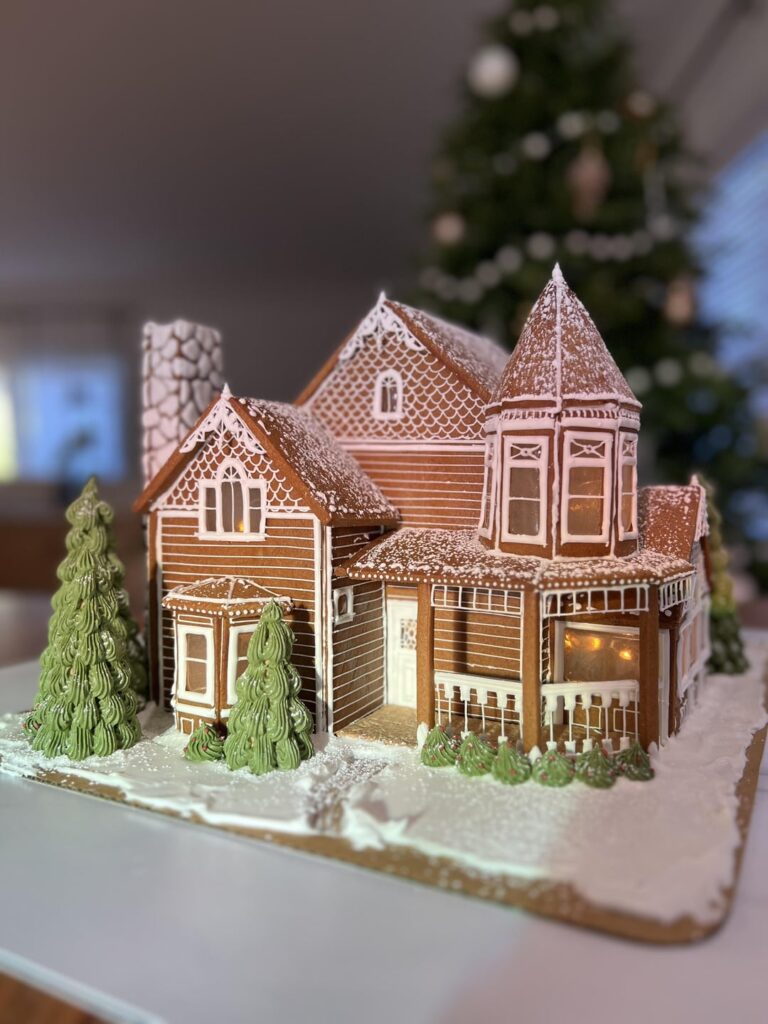 Queen Anne style gingerbread house for this year