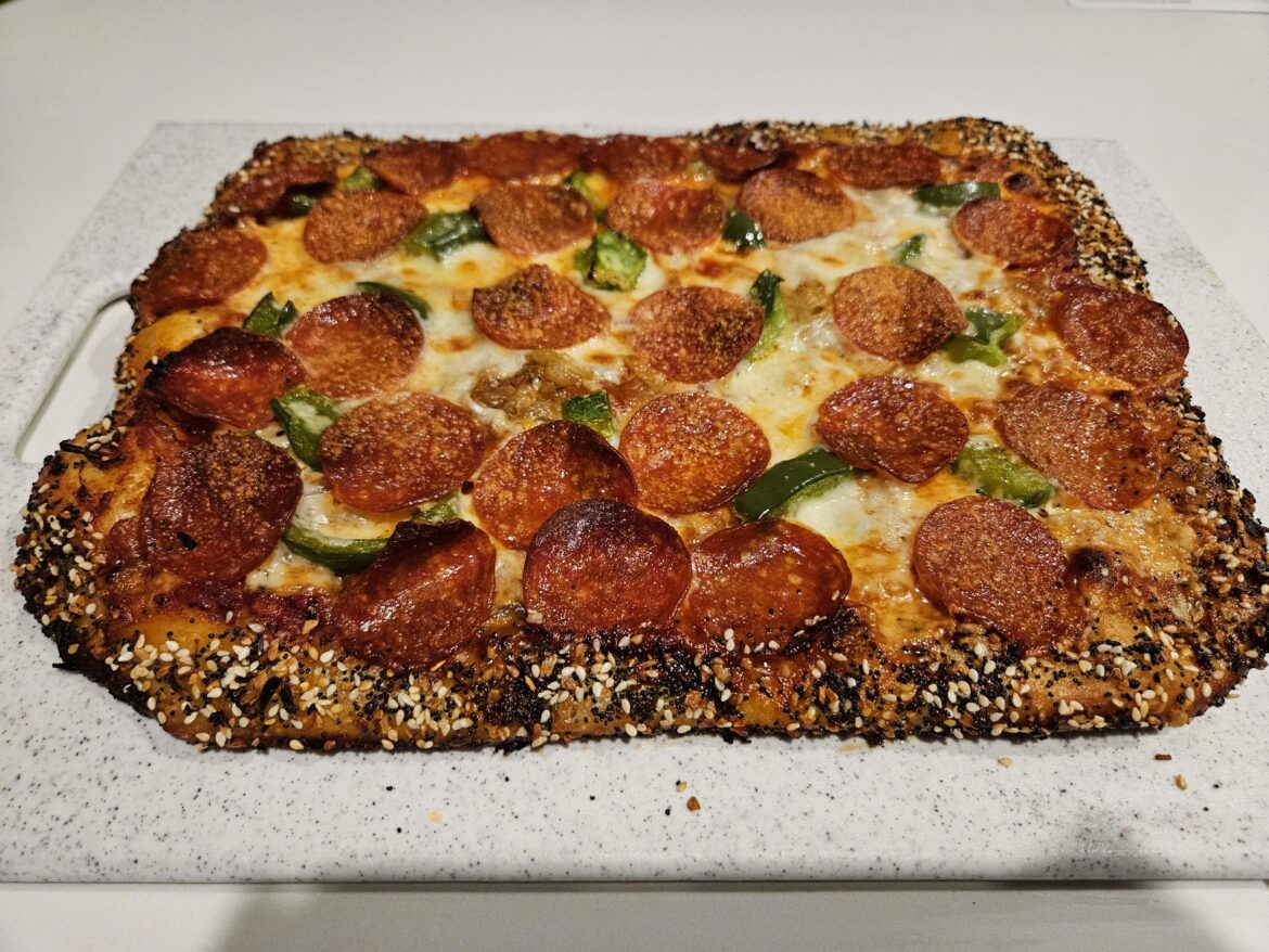 I made an Everything Bagel Pizza w/Extra Pepperoni and Bell Peppers