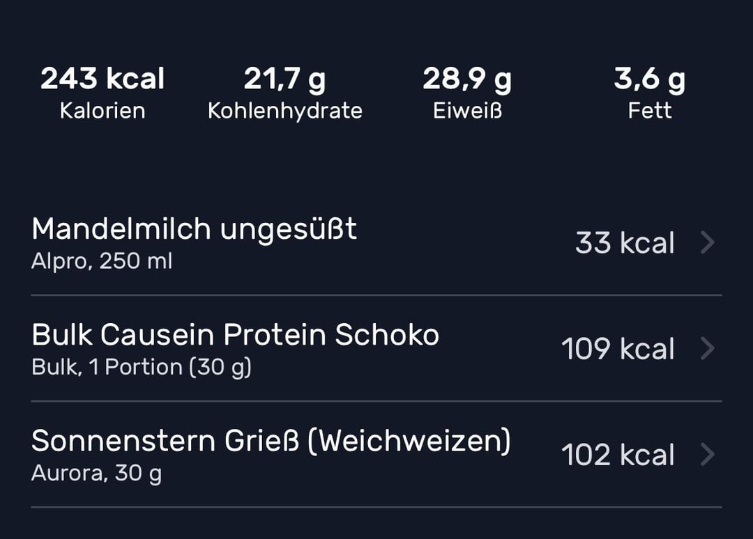 Recreated aldis High Protein Semolinapudding (54 kcal/6,2 g protein per
