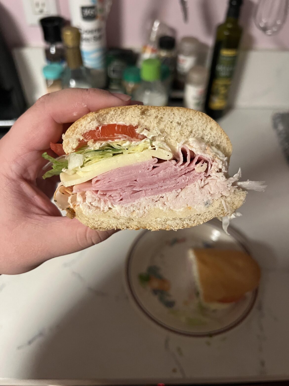 Just Turkey, Ham and Provolone on a Roll