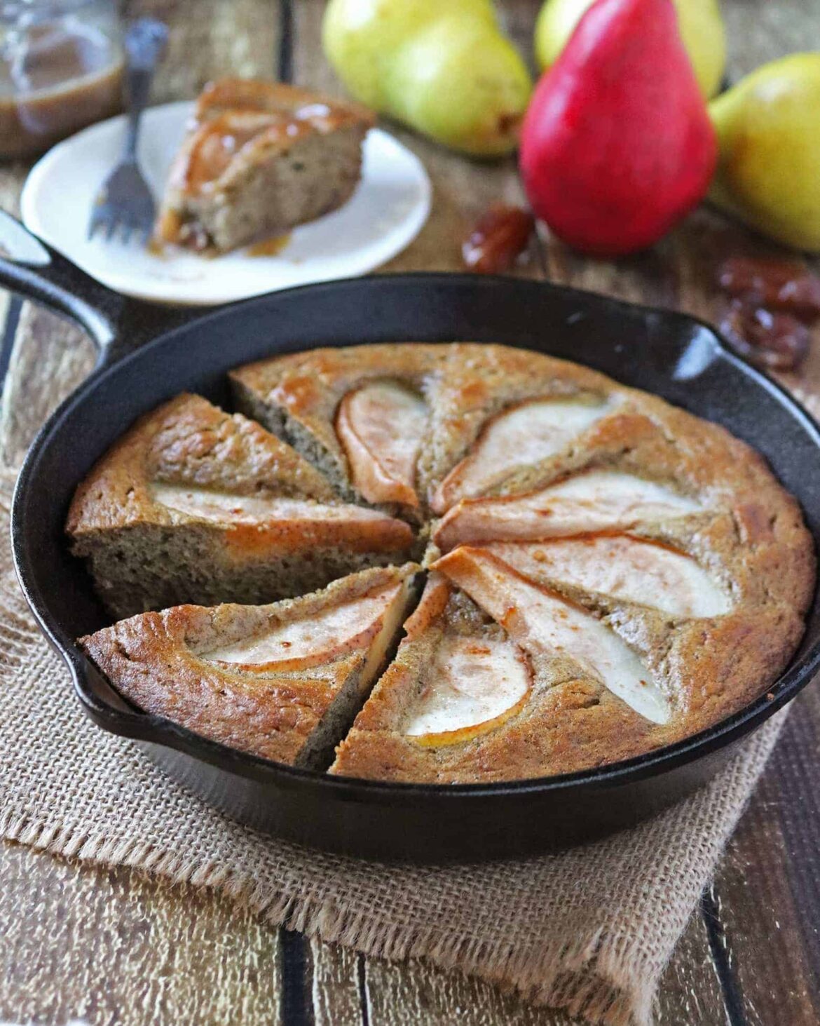 Pear Date Skillet Cake (Refined Sugar-Free, Gluten-Free)