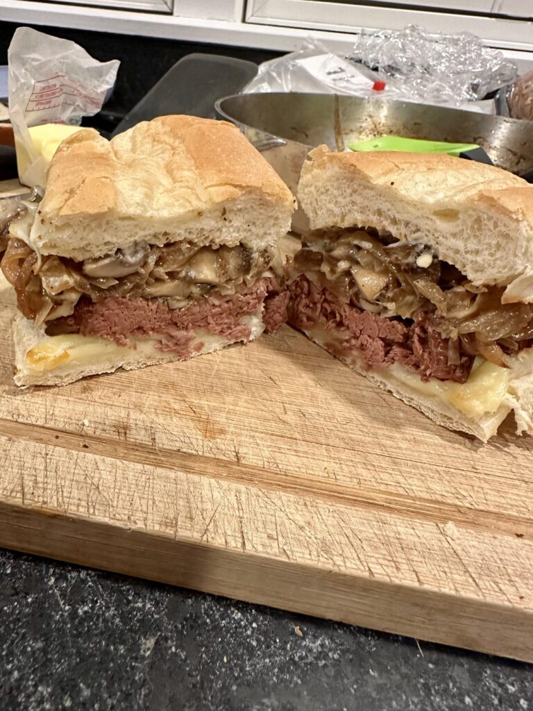 Meati and Cheese with mushrooms and onions