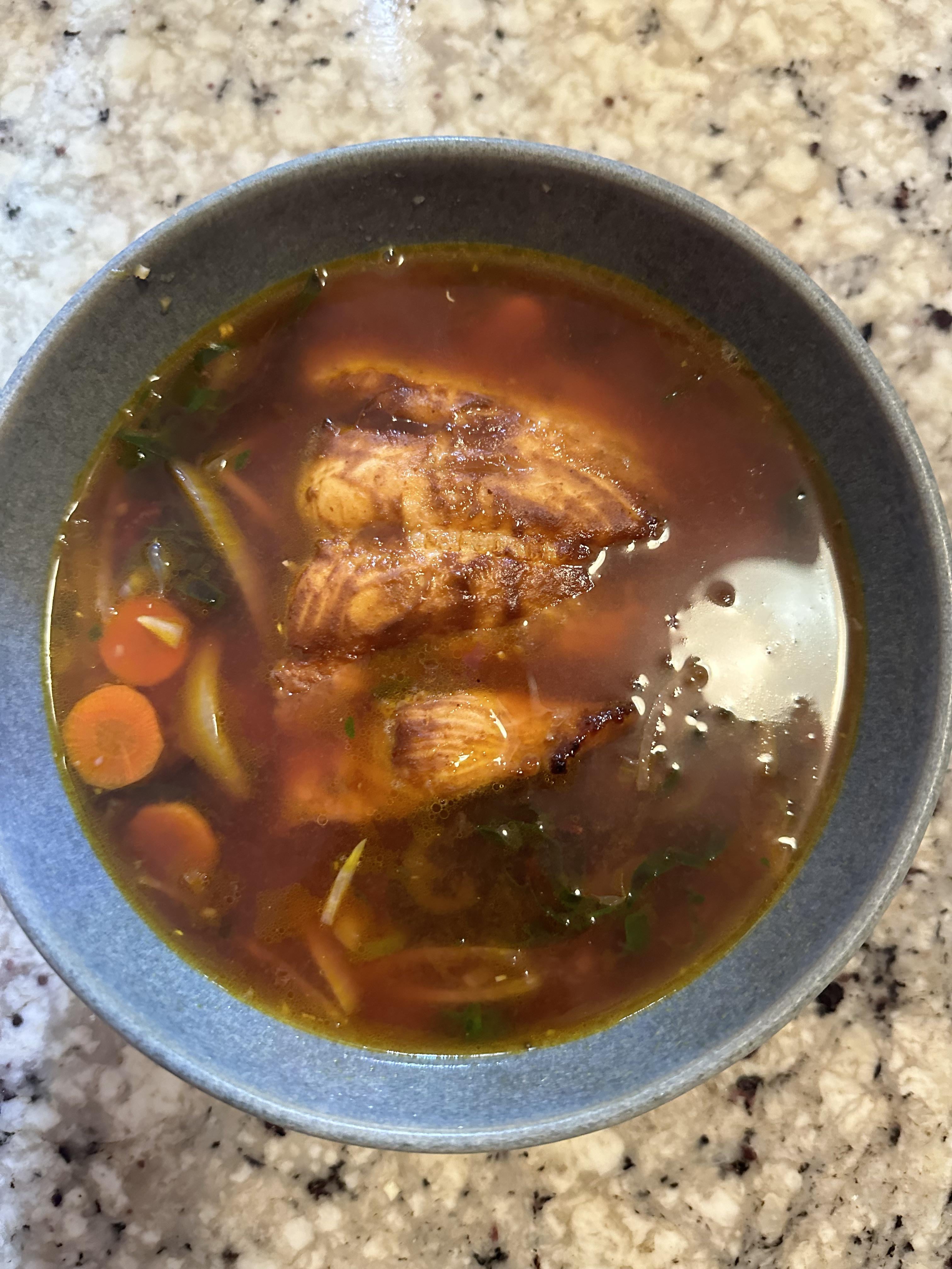 Sinus clearing salmon miso soup Dining and Cooking