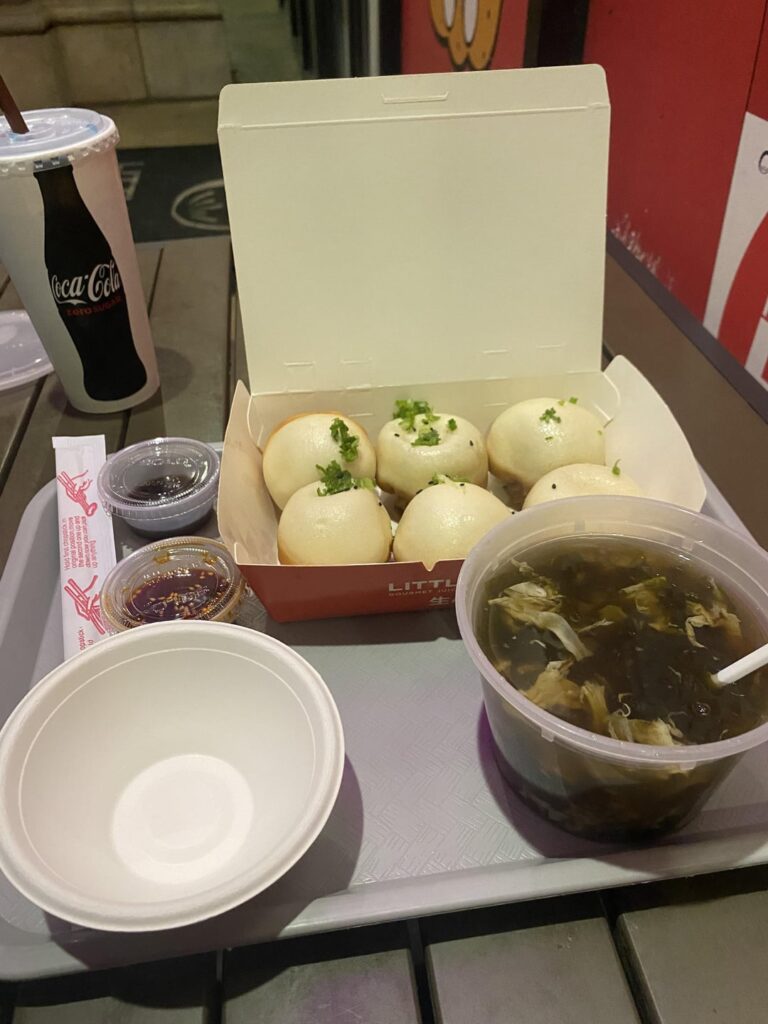 Juicy Pan Fried Pork Buns + Nori Egg Soup from Little Pan near USC