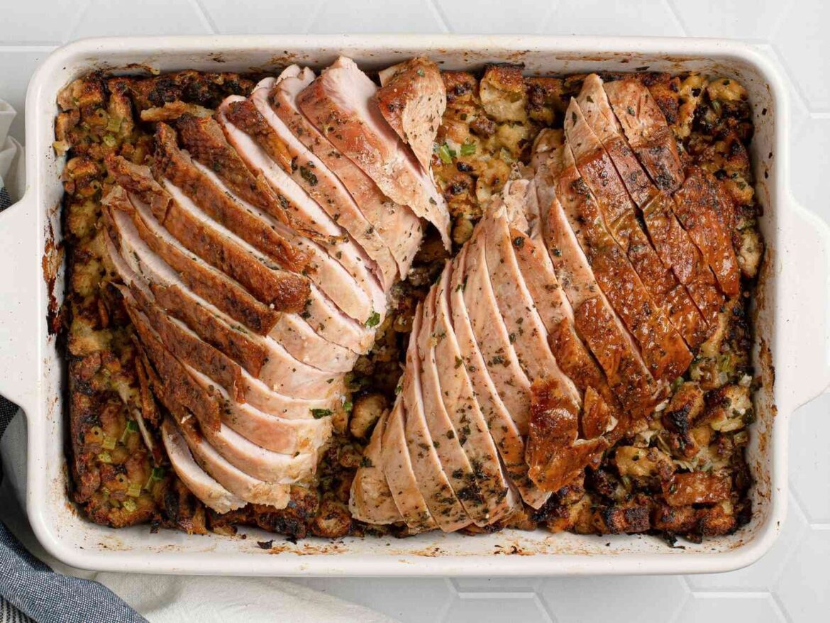 Combining Kenji’s Herb-Roasted Turkey Breast and Stuffing recipe with his NYT Mayo-Roasted Turkey Combining Kenji's Herb-Roasted Turkey Breast and Stuffing recipe with his NYT Mayo-Roasted Turkey