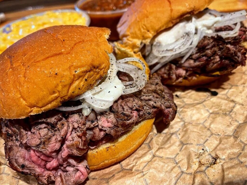 Pit Beef & The Plymouth(turkey, ham, stuffing, cranberry mayo) at Chap’s Pit Beef in Baltimore, MD.