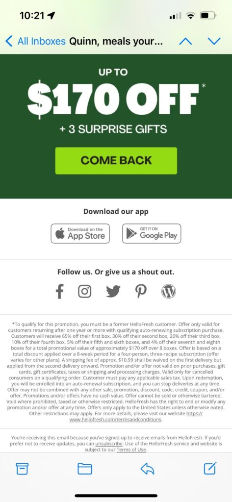 Love HelloFresh, but this is deceptive and a flat out lie