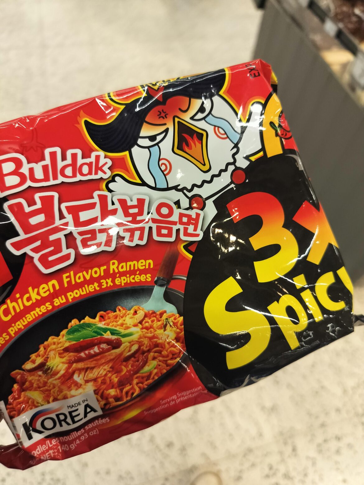 After testing 2x and stating that it isn't really that spicy...