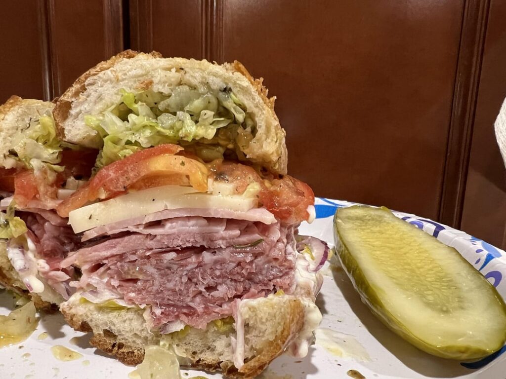 Made a sandwich on baguette I baked this afternoon. I love bread.