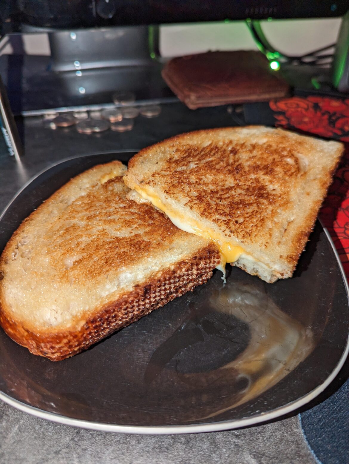 Cheddar and Mozzarella Grilled Cheese on Sourdough [homemade]