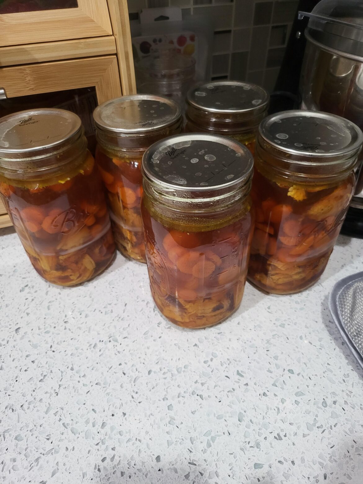 Canned 5 quarts of homemade chicken soup for my first time!