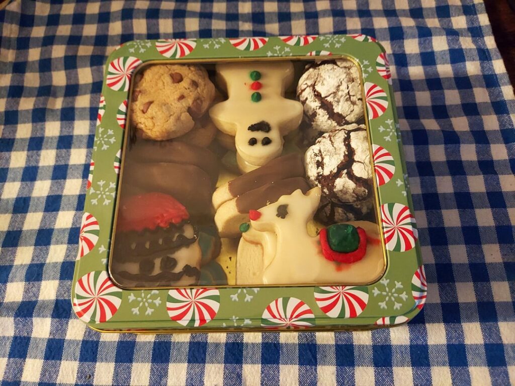 Old single retired dude's first cookie box. They are still laughing at my Santa on Facebook.