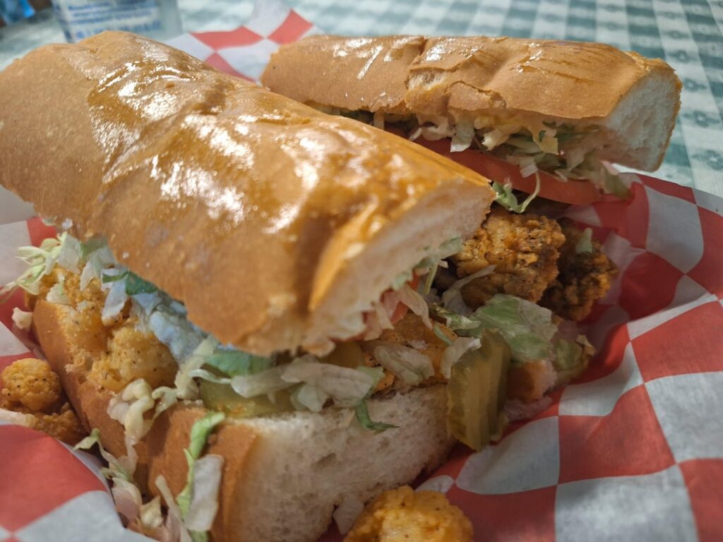 Shrimp and oyster po boys - parasols - new orleans