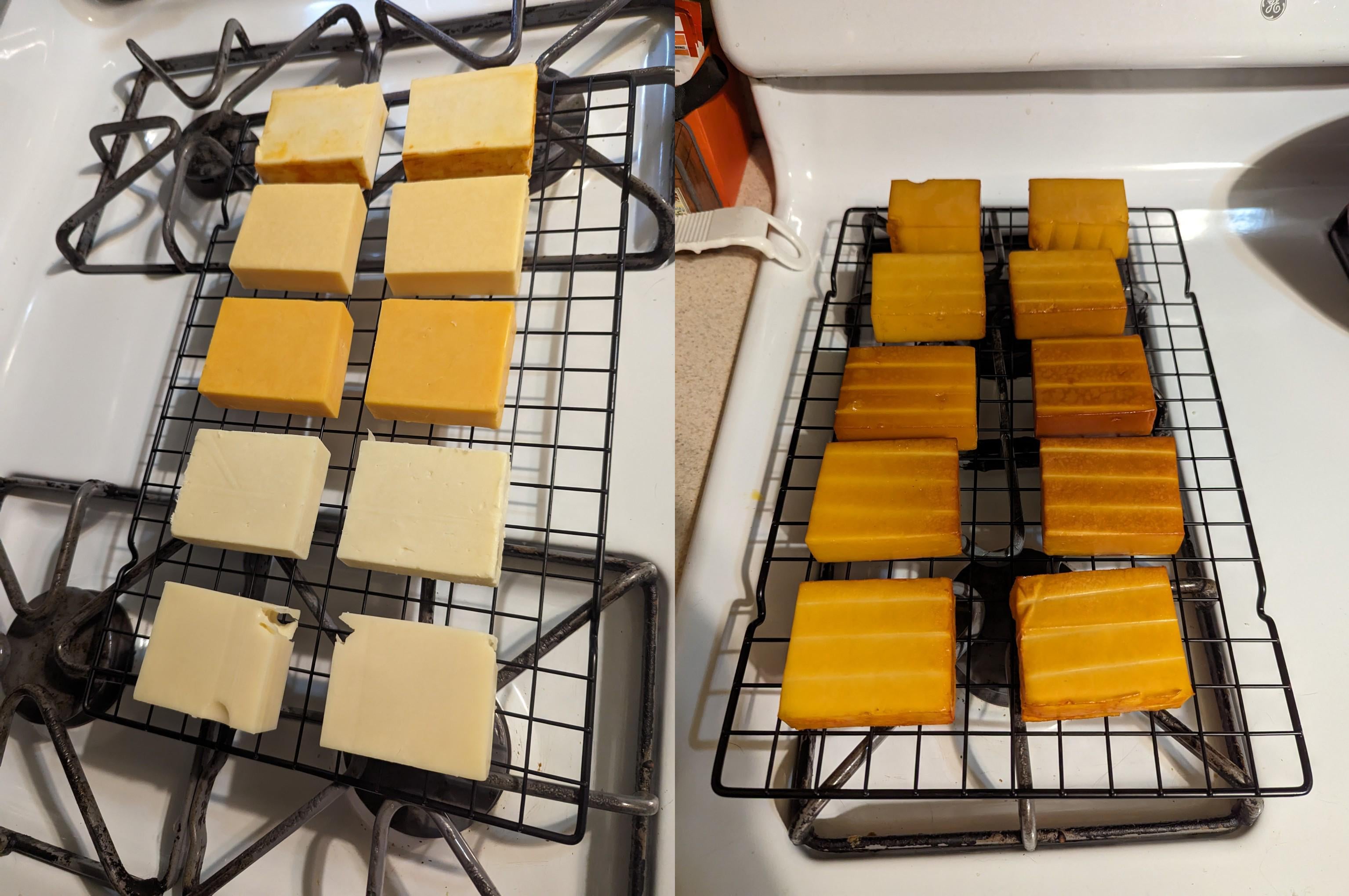 Smoked Cheese, before and after. Dining and Cooking