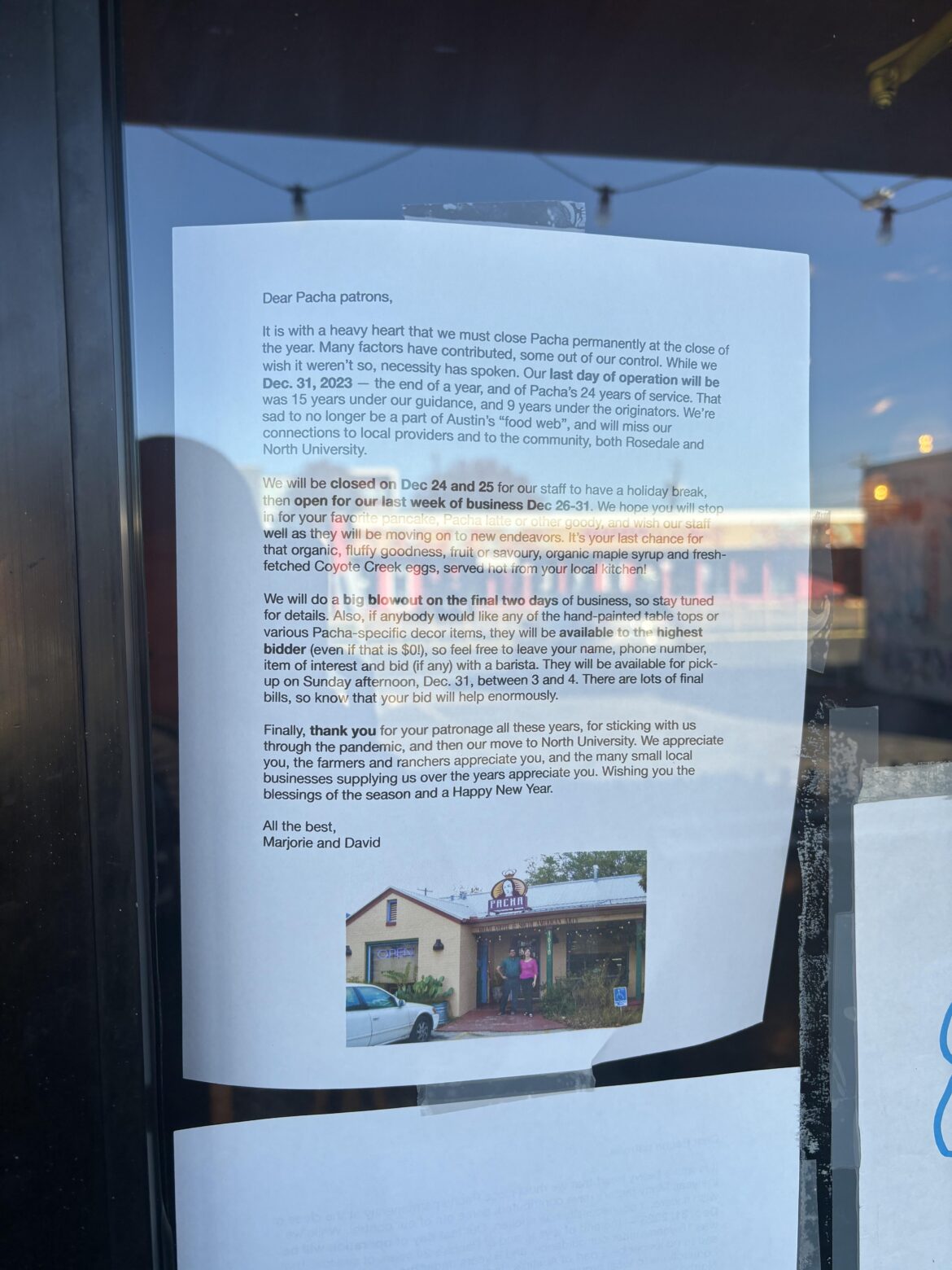 Pacha Cafe Shutting down forever