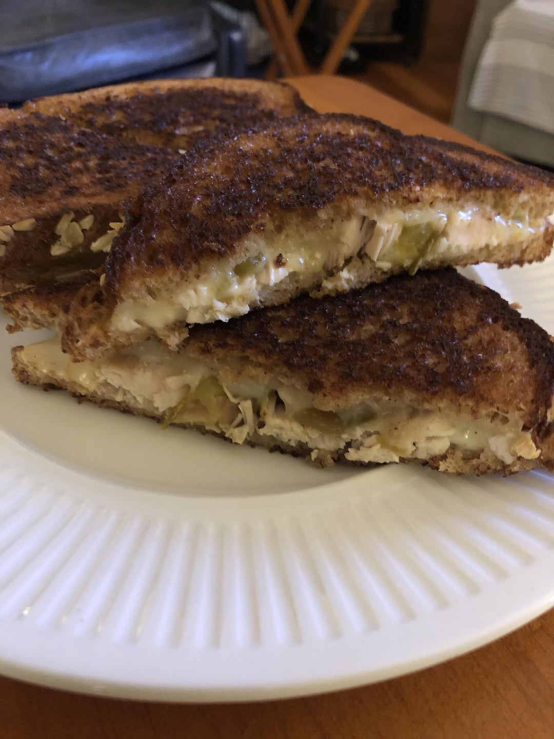 My wife made me two grilled munster cheese and rotisserie chicken with