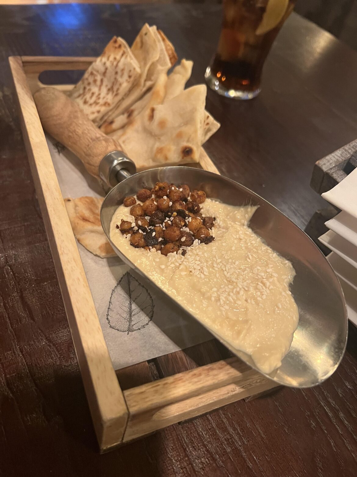 Hummus in a trowel