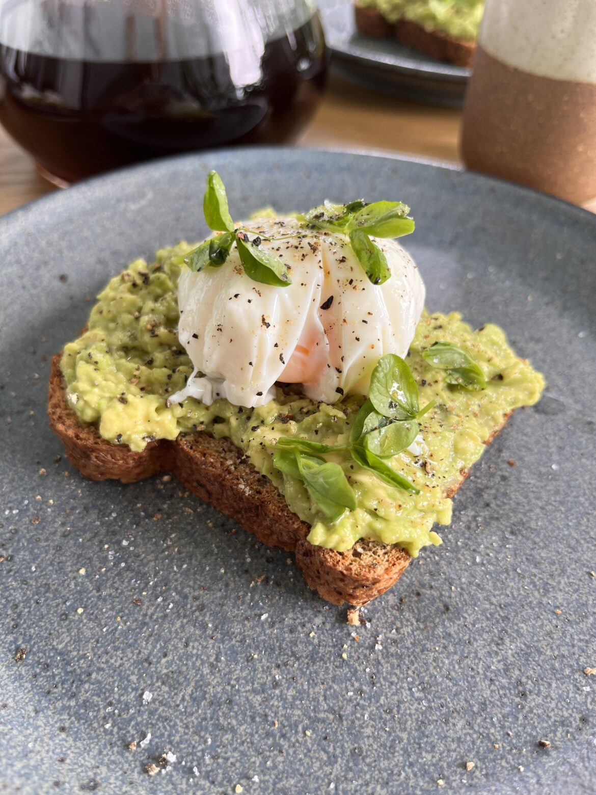 Sunday Breakfast: Poached Egg on Avocado Toast. Nailed the runny yolk this time!