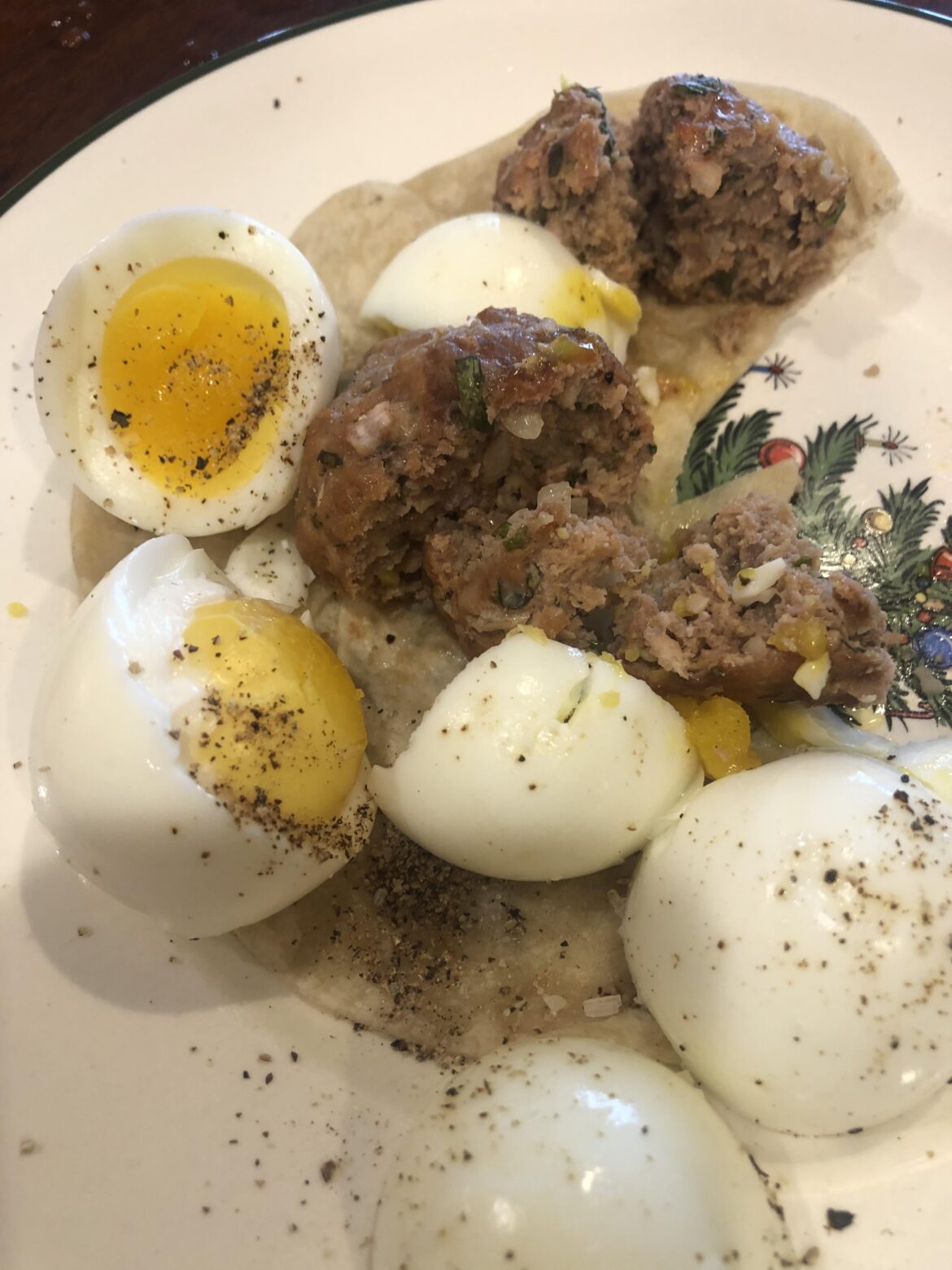 Meatballs and Eggs on Muffin