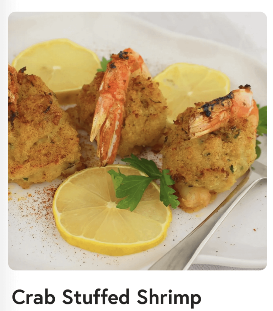 Crab stuffed shrimp