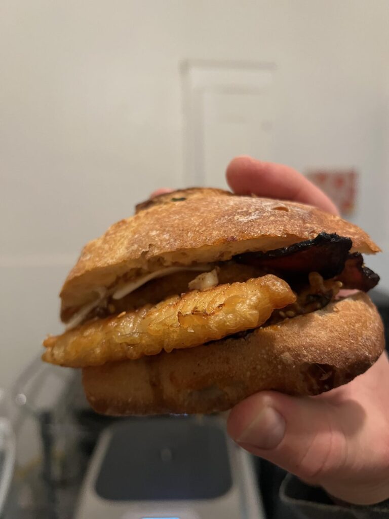 First time having 3 days off in a minute and I wanted to make a crazy shrimp and bacon sandwich