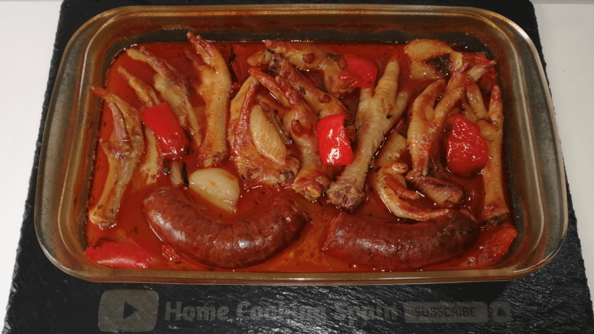 Oven Baked Chicken Feet and Chorizo