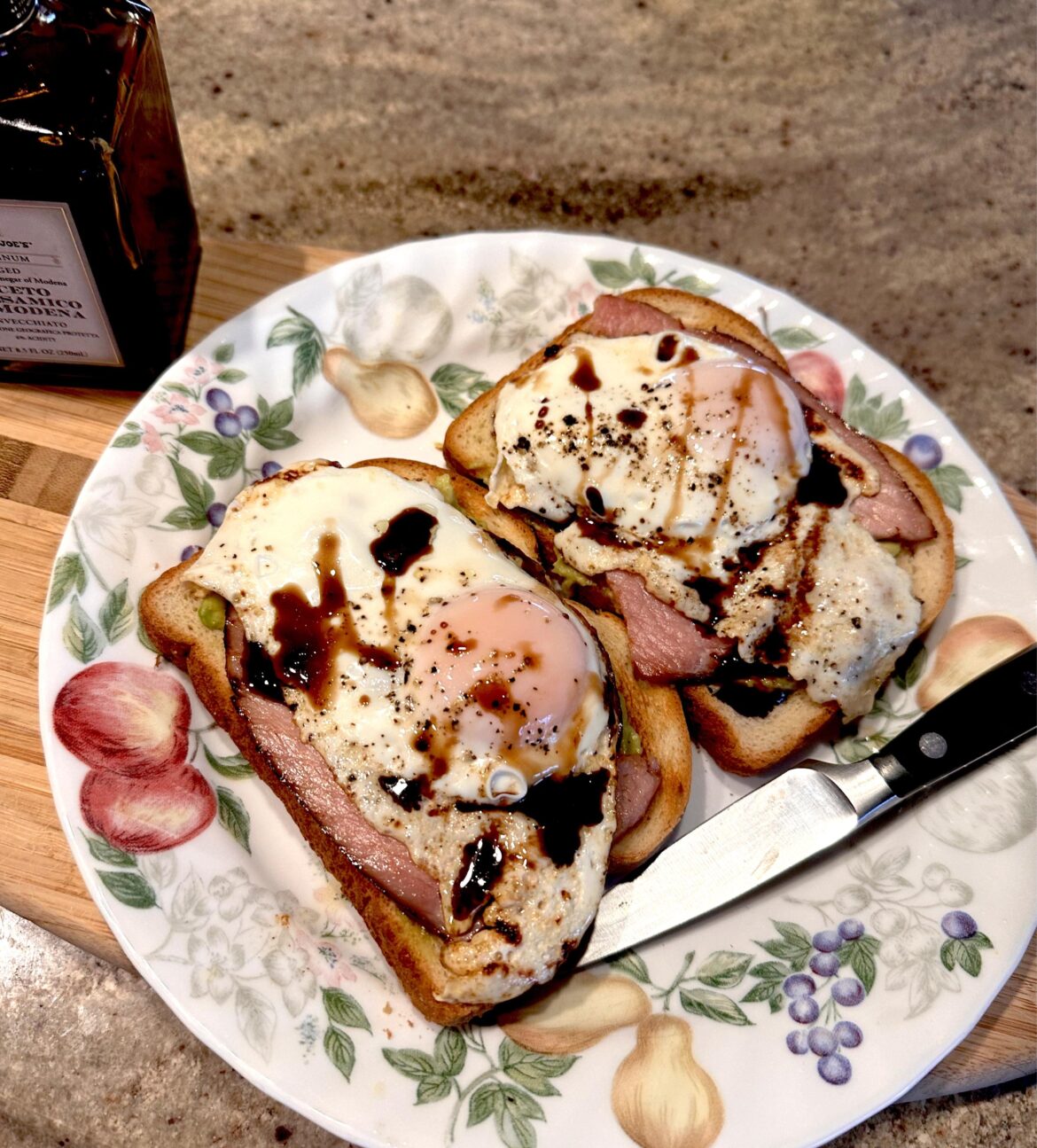 Avocado toast with leftover Xmas ham