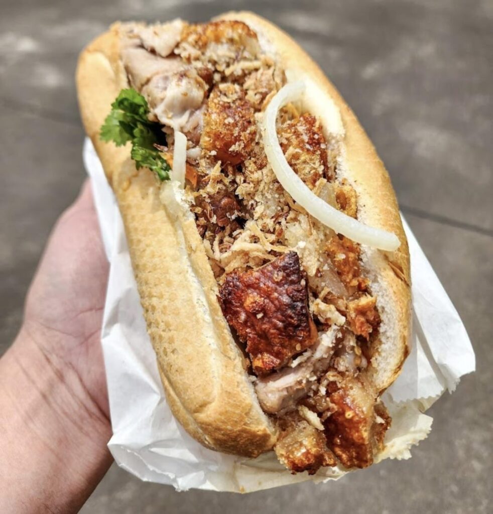 Crispy pork roll banh mi