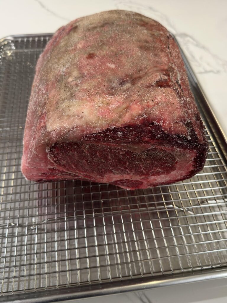 For the first time, I wrapped my prime rib in cheese cloth for 7 days before roasting. I was terrified I’d ruin it but it came out amazing! No post pic as we were to eager to get into and I forgot but it really did make a difference. Will do again next year! For the first time, I wrapped my prime rib in cheese cloth for 7 days before roasting. I was terrified I’d ruin it but it came out amazing! No post pic as we were to eager to get into and I forgot but it really did make a difference. Will do again next year!